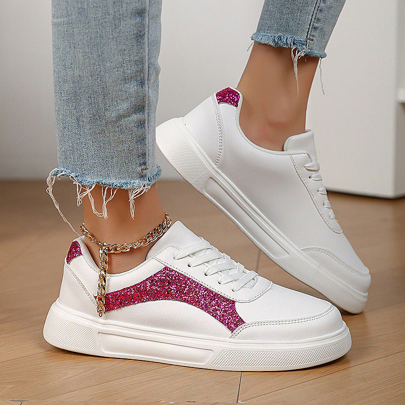 Damen Sportliche Sneakers mit Glitzer-Applikationen EB