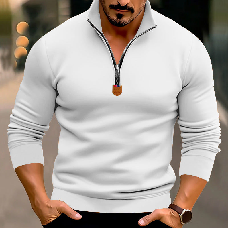Herren sportlicher Pullover mit modernem Stehkragen und elastischen Bündchen EB