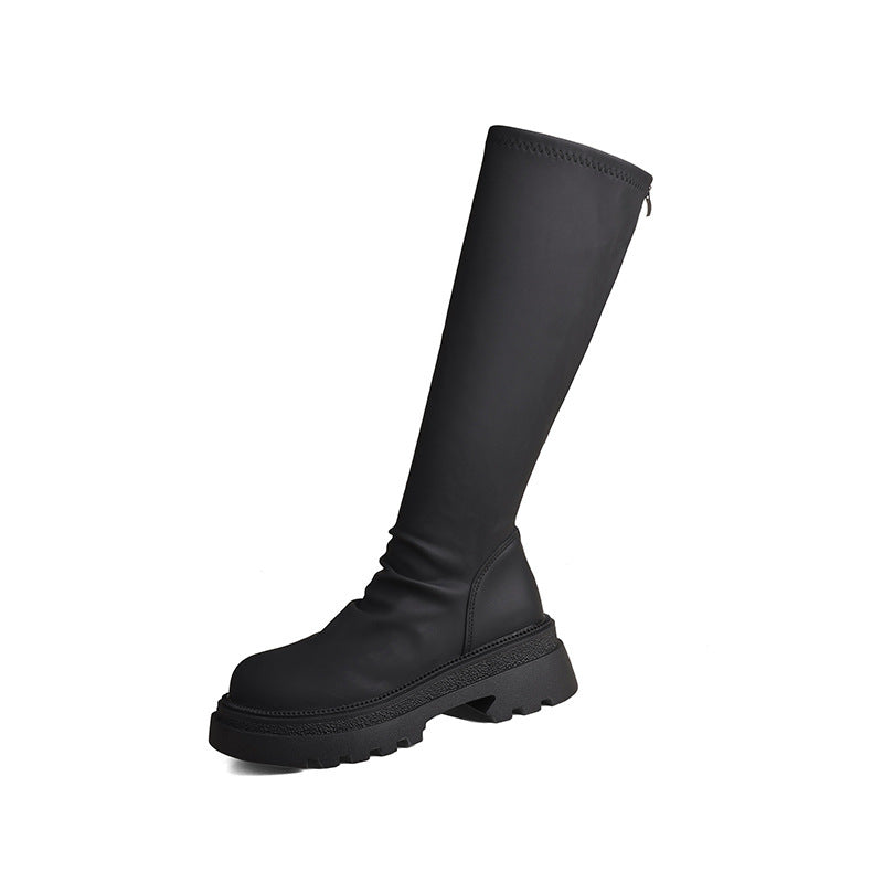 Damen hohe Gummistiefel mit rutschfester Profilsohle und elastischem Schaft EB