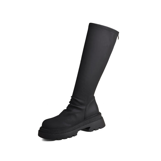 Damen hohe Gummistiefel mit rutschfester Profilsohle und elastischem Schaft EB