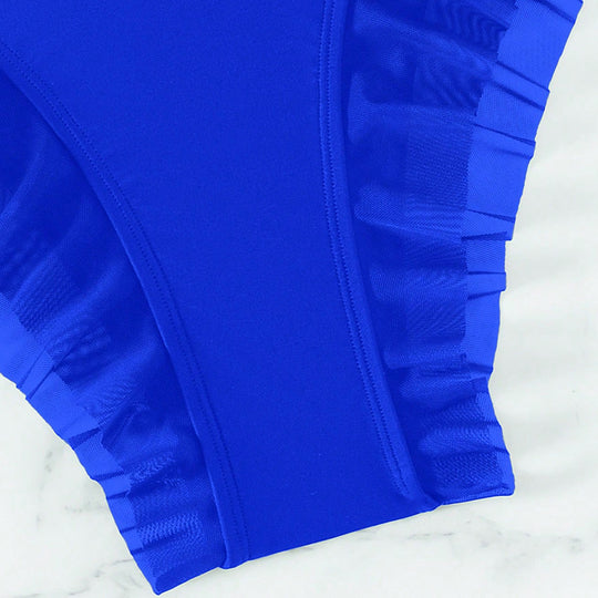 Damen Hochtailliertes Bikini-Unterteil mit verspieltem Rüschensaum EB