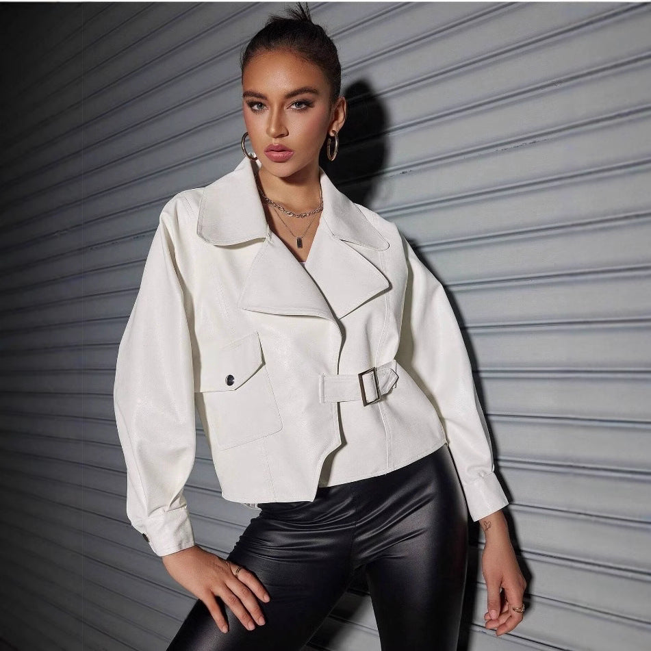 Damen Kunstlederjacke mit lässigem Oversized-Schnitt und modischen Details EB