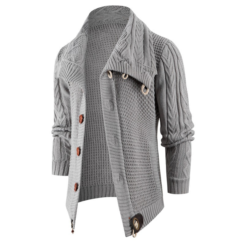 Herren Grobstrick Strickjacke mit umschlagbarem Halsausschnitt EB