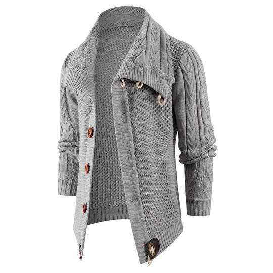 Herren Grobstrick Strickjacke mit umschlagbarem Halsausschnitt EB