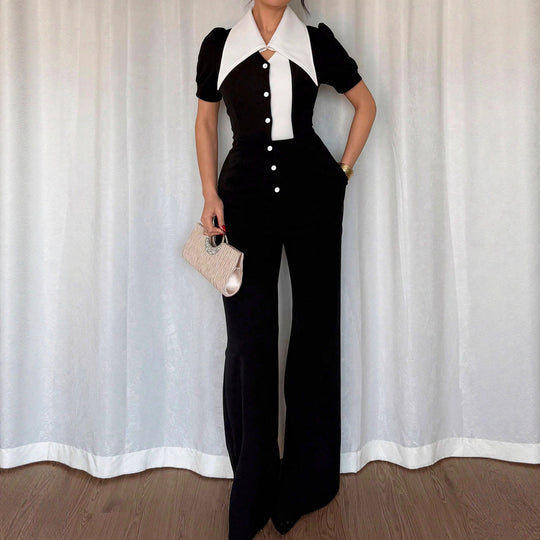 Damen Jumpsuit mit eleganter Kragenpartie und figurbetontem Schnitt EB