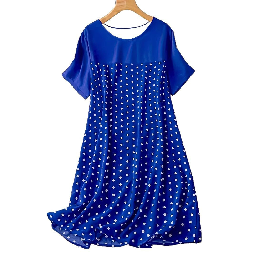 Damen Polka-Dot A-Linie Freizeitkleid EB