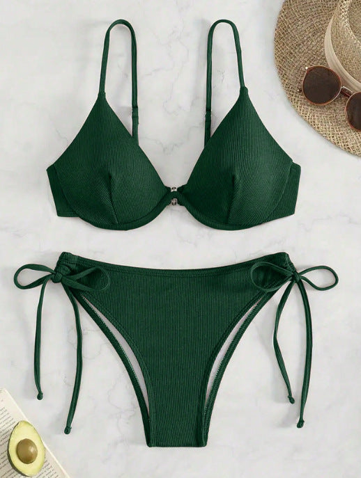 Damen Triangel-Bikini mit verstellbaren Trägern und Seitenschnürungen EB
