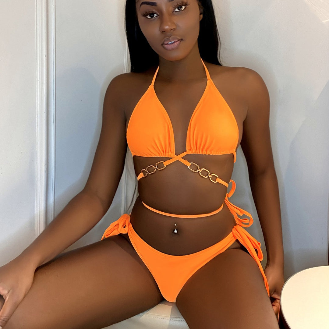 Damen Triangel-Bikini mit Kettenverzierung EB