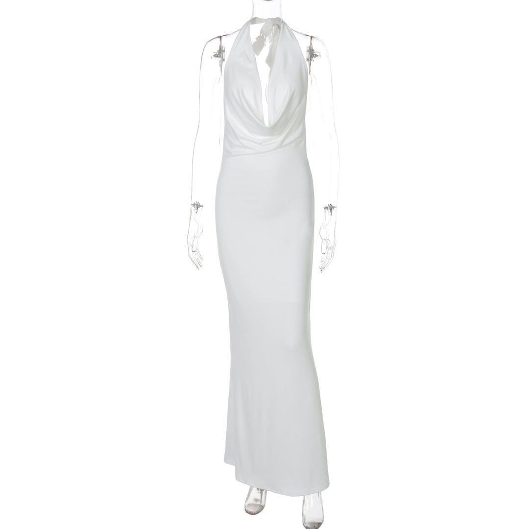 Damen Elegantes Longdress mit tiefem V-Ausschnitt und figurbetontem Schnitt EB