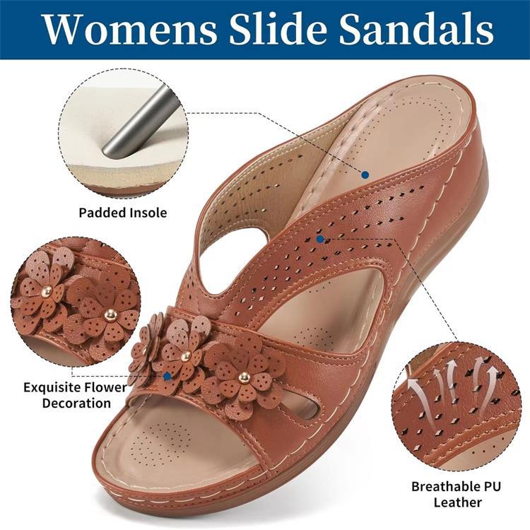 Damen komfortable Riemensandalen mit floralen Applikationen EB