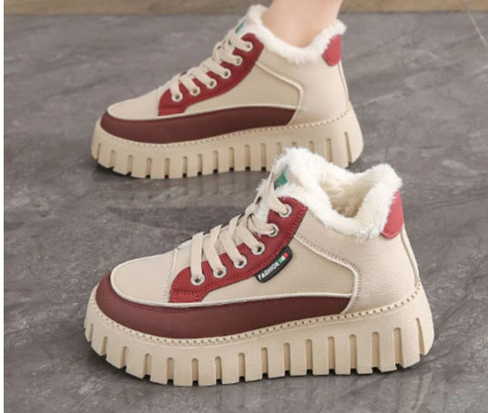 Damen Trendige High-Top Sneakers mit kuscheligem Innenfutter und rutschfester Sohle EB