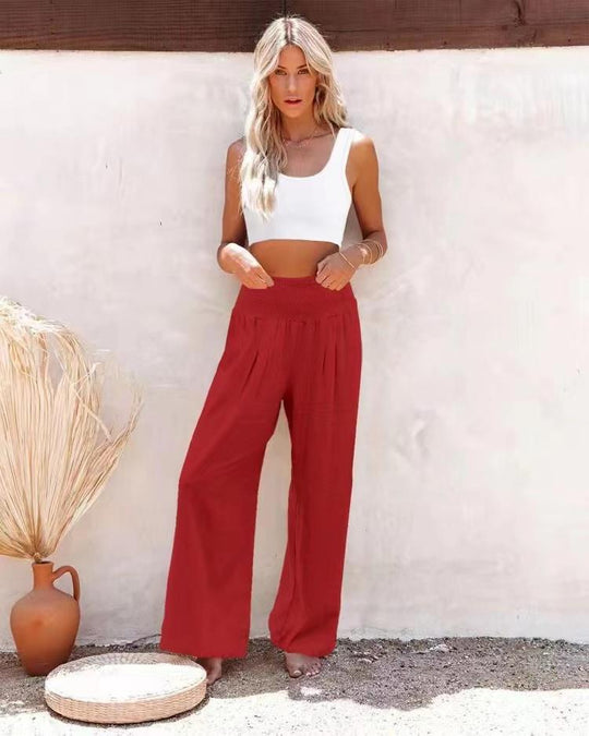 Damen weiter Sommerhose mit elastischem Bund EB