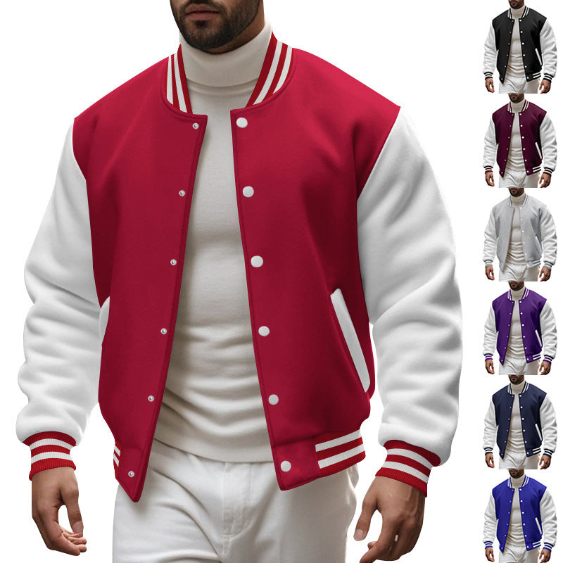 Herren Varsity-Jacke mit kontrastierenden Ärmeln und gestreiften Bündchen EB