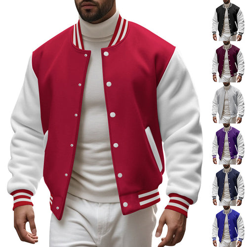 Herren Varsity-Jacke mit kontrastierenden Ärmeln und gestreiften Bündchen EB