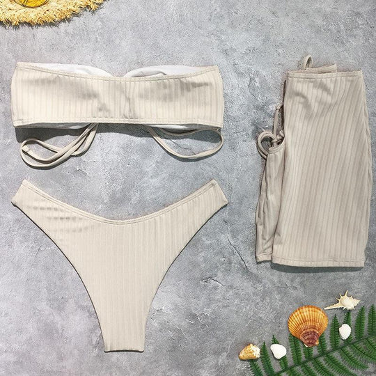 Damen Bandeau-Bikini mit Wickelrock EB
