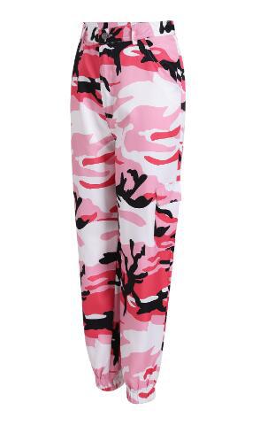 Damen Cargohose im modernen Camouflage-Design mit praktischen Taschen und elastischem Bund EB