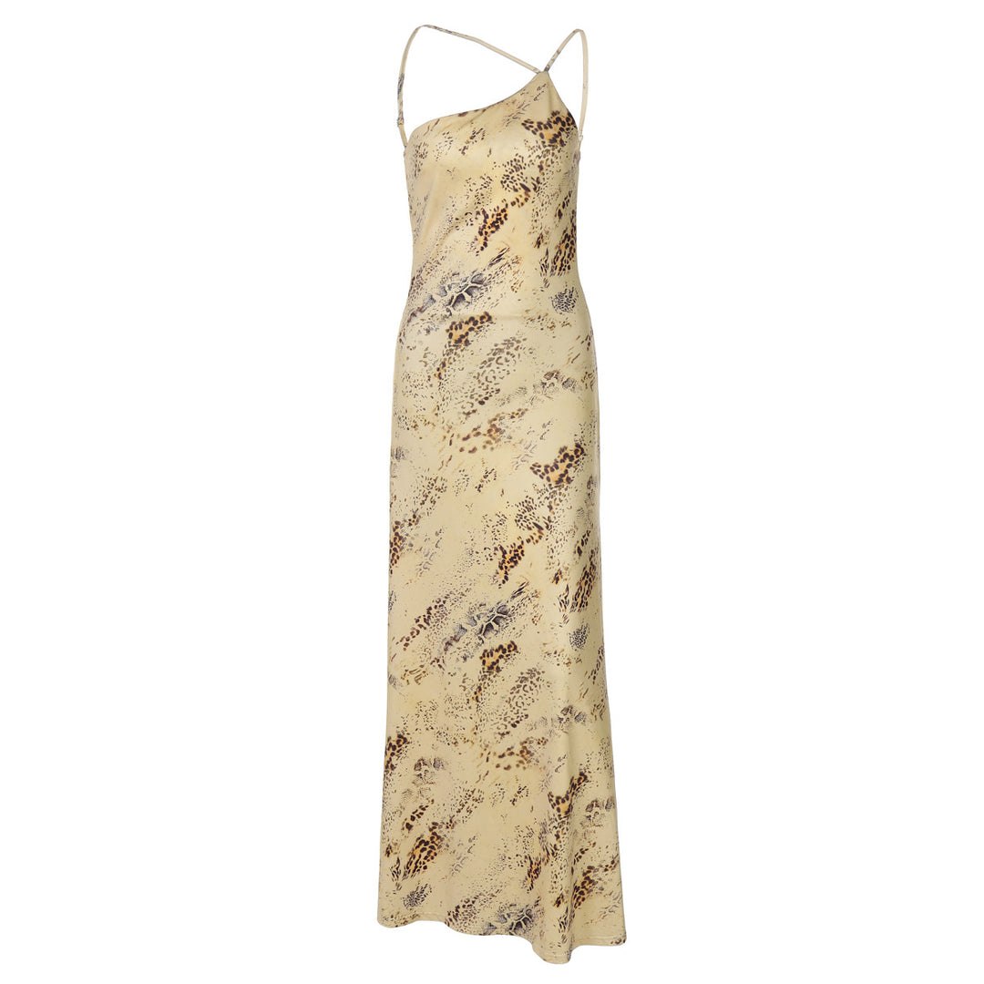 Damen Langes Etuikleid mit elegantem Muster und feinen Spaghettiträgern EB