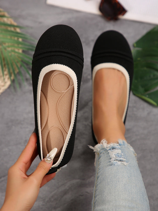 Damen  atmungsaktive Strick‑Ballerina mit ergonomischem Memory‑Fußbett und rutschfester Flexsohle EB