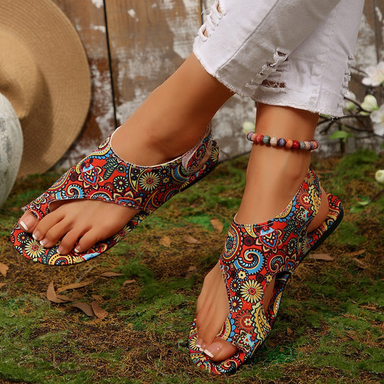 Damen modische Sandalen mit floralem Muster und komfortablem Fußbett EB