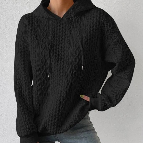 Damen Kapuzenpullover mit Kordelzug und strukturiertem Muster EB