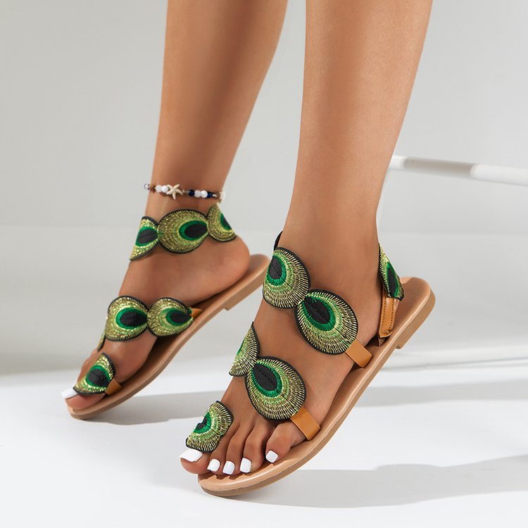 Damen Sommerliche Sandalen mit dekorativen Ösen und komfortablem Fußbett EB