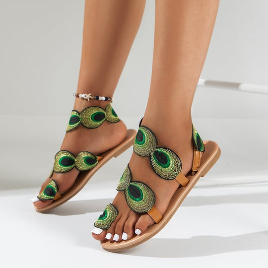 Damen Sommerliche Sandalen mit dekorativen Ösen und komfortablem Fußbett EB