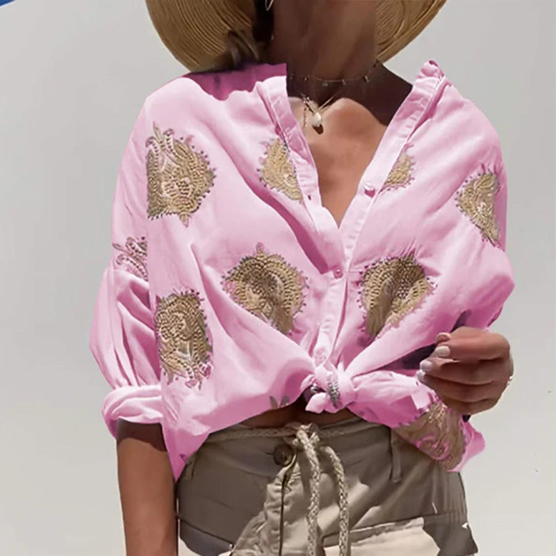 Damen Bluse mit kunstvollen Stickereien und weiten Ärmeln Heidi-Mode