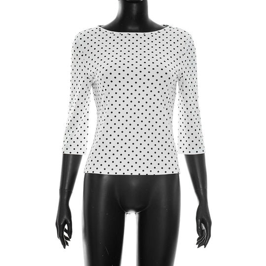 Damen Polka-Dot Langarmshirt mit bequemem Schnitt und modischem Design EB