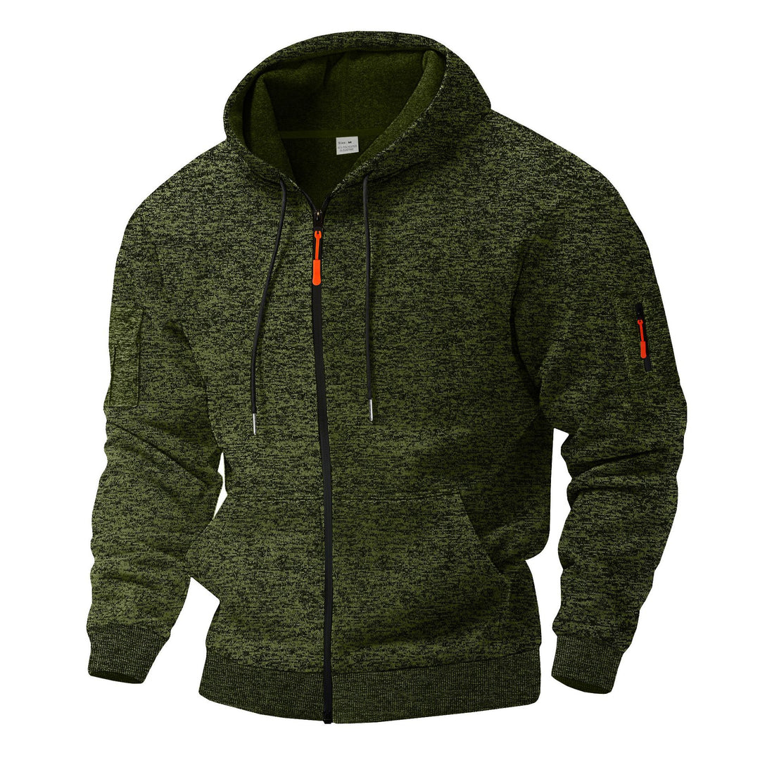Herren sportlicher Kapuzenpullover mit atmungsaktiver Struktur und farblich abgesetzten Reißverschluss-Details EB