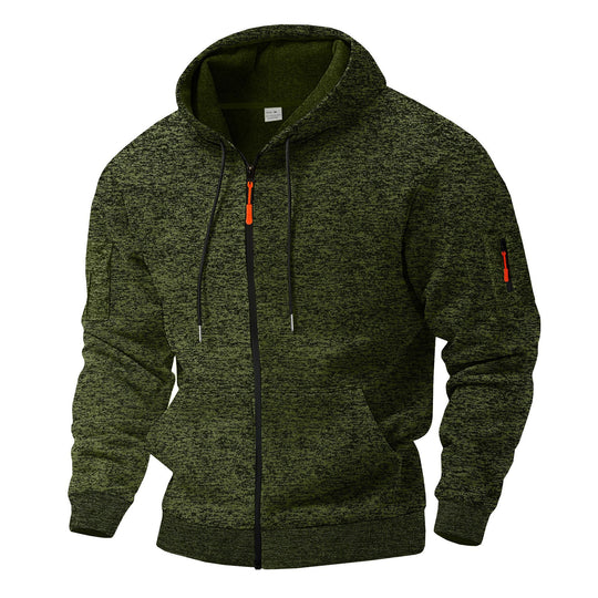 Herren sportlicher Kapuzenpullover mit atmungsaktiver Struktur und farblich abgesetzten Reißverschluss-Details EB