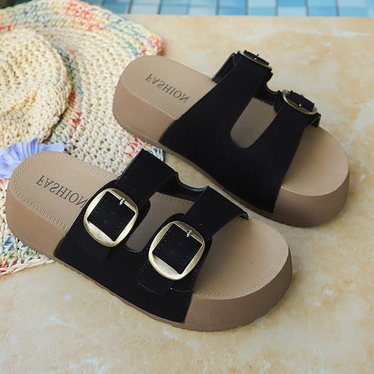 Damen Komfortable Riemensandalen mit modischen Doppelschnallen EB