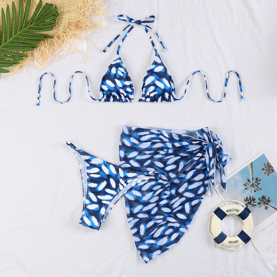 Damen Triangel-Bikini mit modischem Karomuster und praktischer Wickelrobe EB