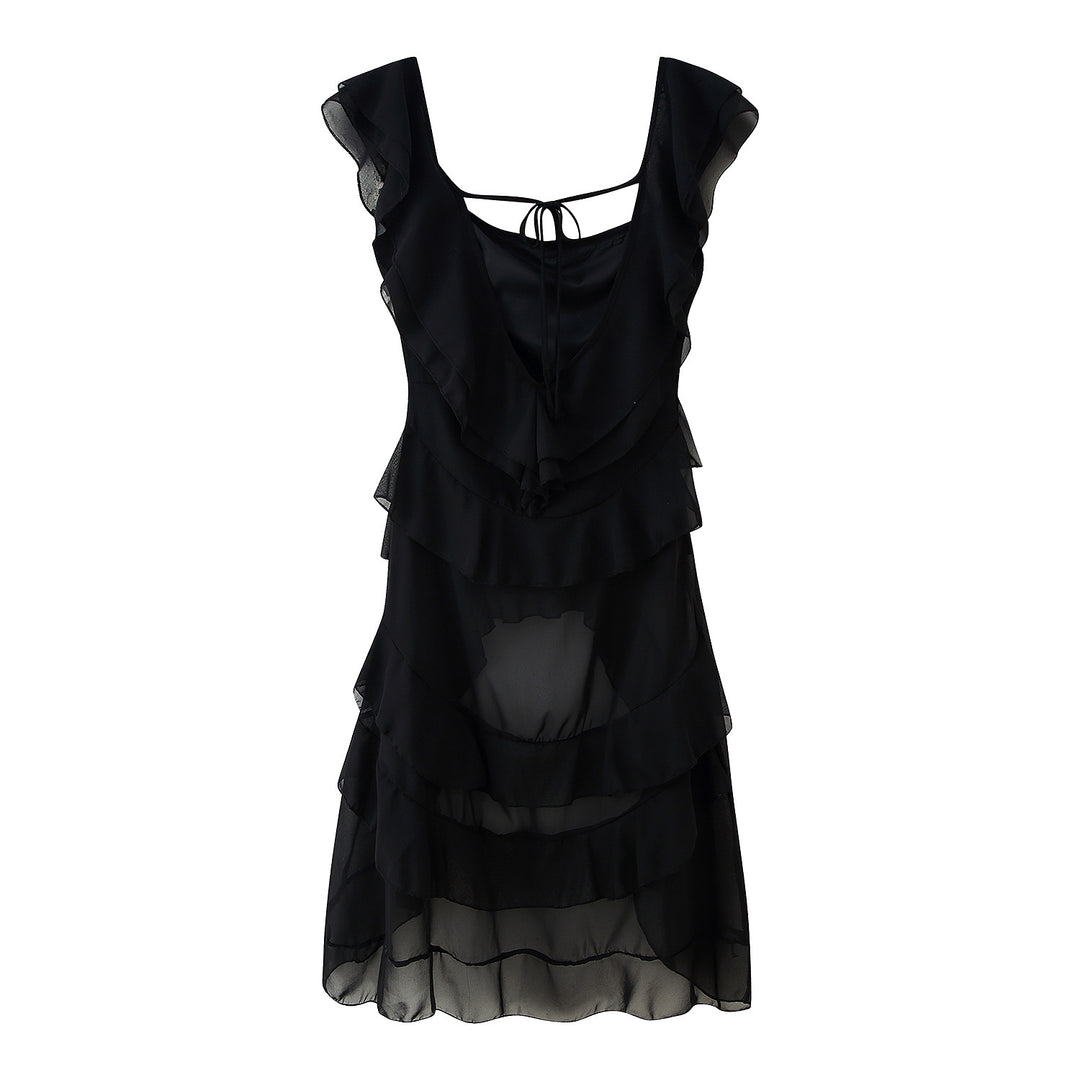 Damen Voluminöses Rüschensommerkleid EB