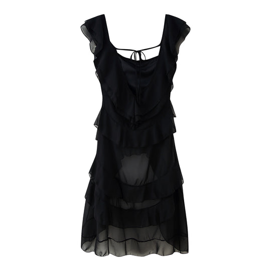 Damen Voluminöses Rüschensommerkleid EB