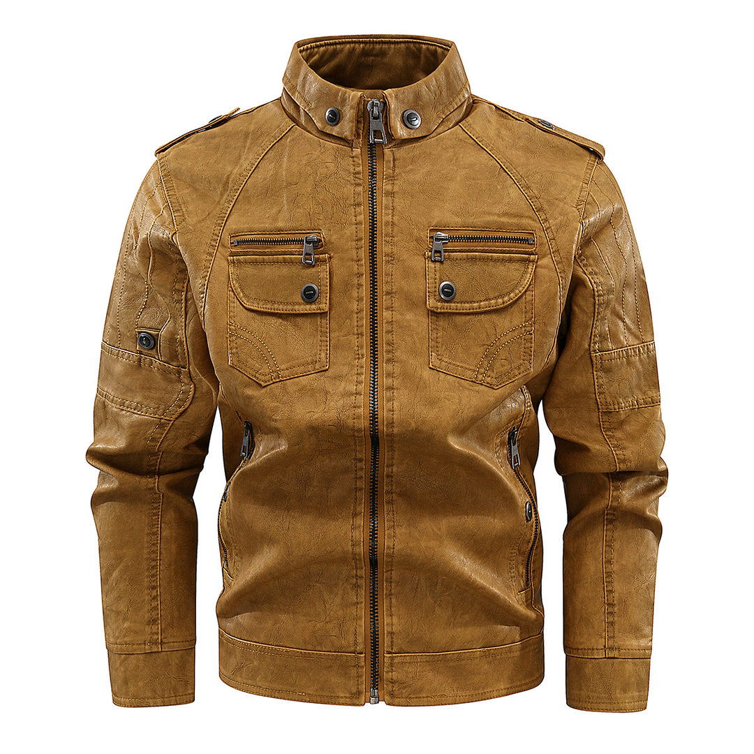 Herren stylische Bikerjacke mit praktischen Taschen und hochgeschlossenem Kragen EB