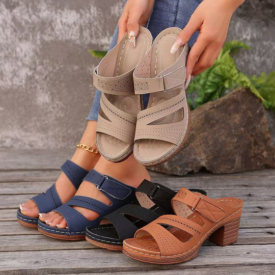 Damen Wedge-Pantoletten mit atmungsaktivem Obermaterial und verstellbarem Riemen EB