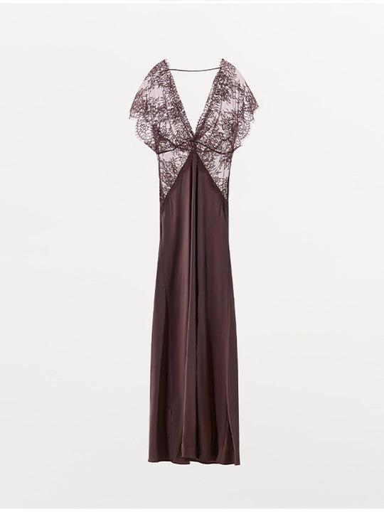 Damen Elegantes Abendkleid mit Spitzenapplikationen und schmalem Schnitt EB