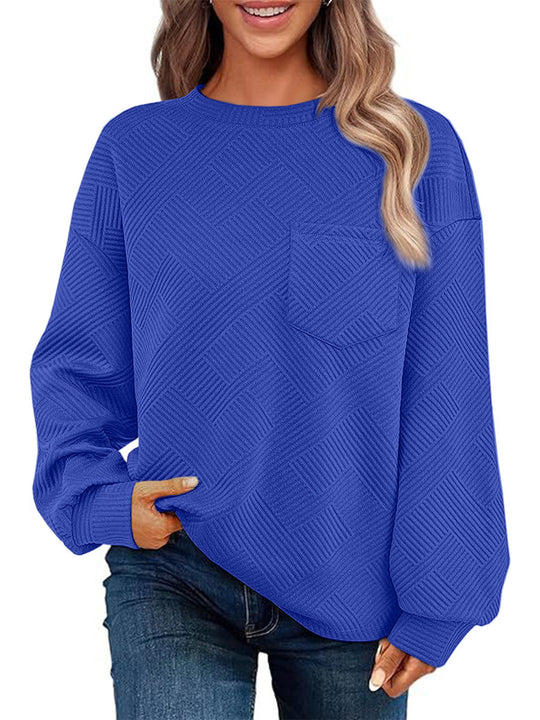 Damen Strukturierter Sweatshirt mit Patch-Tasche EB