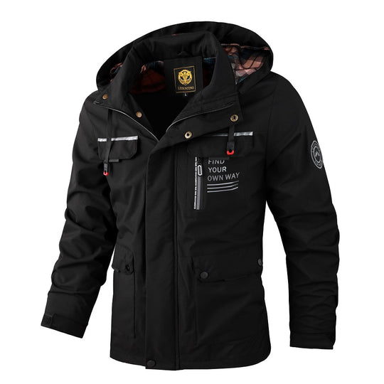 Herren Funktionaler Outdoorparka mit verstellbarer Kapuze, Brusttasche und reflektierenden Details EB