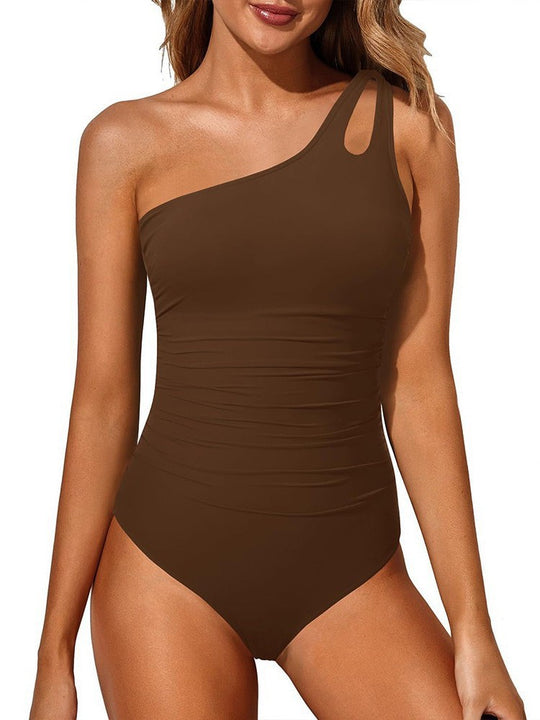 Damen Einseitiger Badeanzug mit Leopardenmuster EB