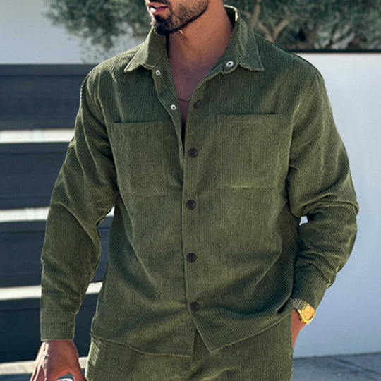 Herren modische Cordjacke mit praktischen Taschen und modernem Schnitt EB