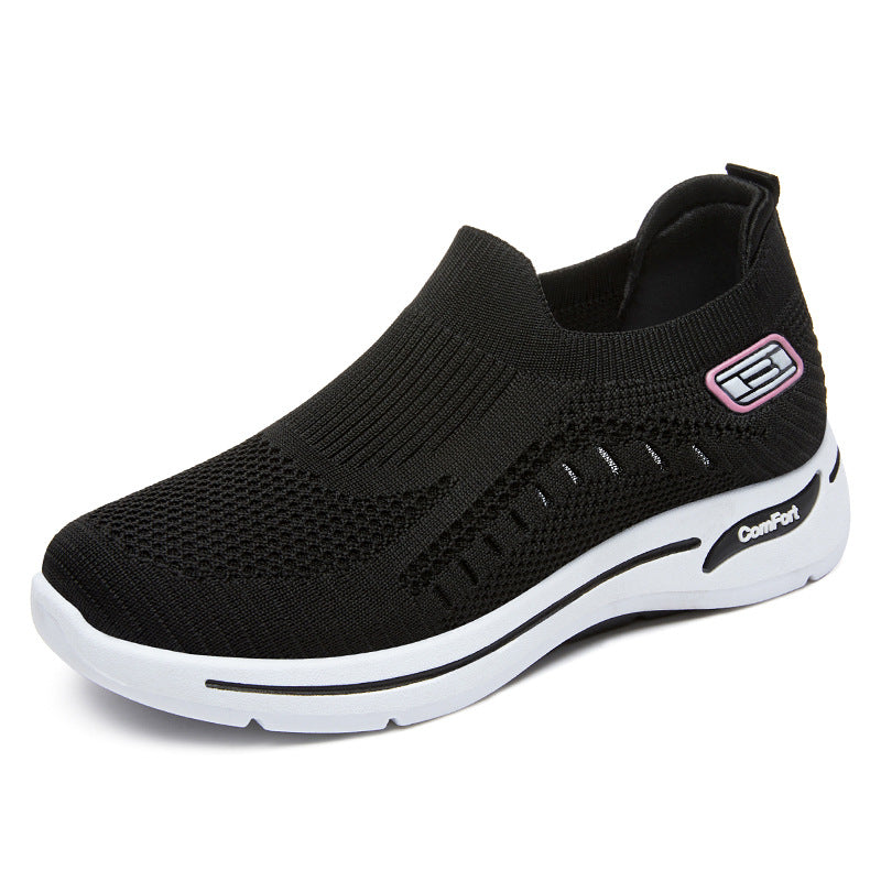 Damen nan ultraleichter gestrickter Slip-On Walking-Sneaker mit nahtlosem Sockenschaft und dämpfender EVA-Comfort-Zwischensohle EB
