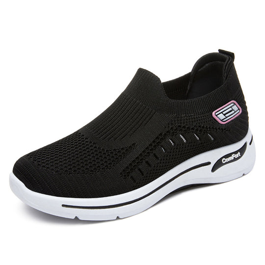 Damen nan ultraleichter gestrickter Slip-On Walking-Sneaker mit nahtlosem Sockenschaft und dämpfender EVA-Comfort-Zwischensohle EB