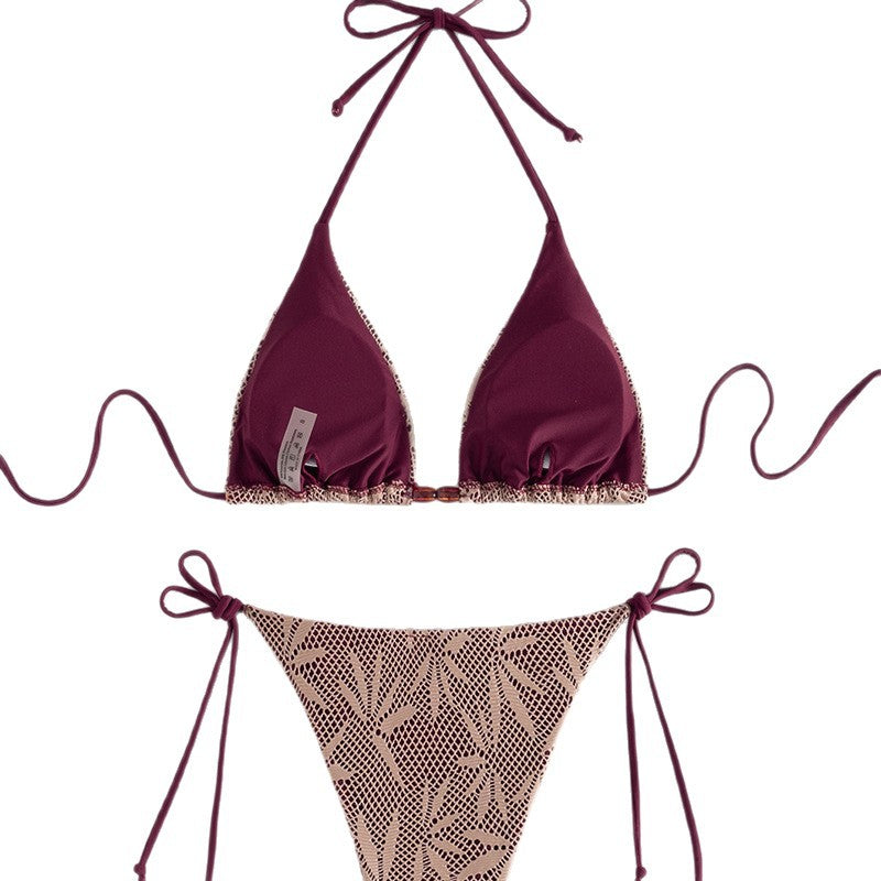 Damen Triangel-Bikini mit stilvollem Häkel-Design EB