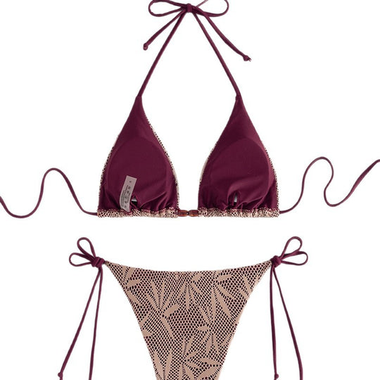 Damen Triangel-Bikini mit stilvollem Häkel-Design EB