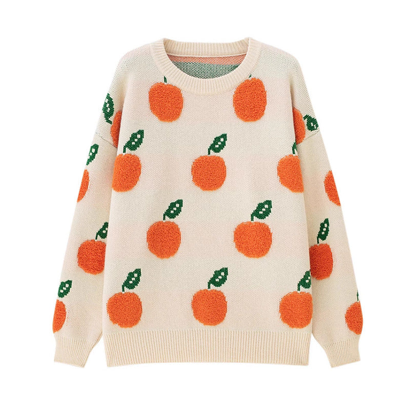 Damen Strickpullover mit verspieltem Obstdesign EB