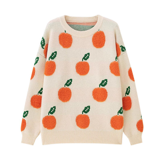 Damen Strickpullover mit verspieltem Obstdesign EB