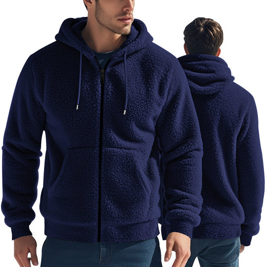 Herren kuschelige Fleecejacke mit Kapuze EB