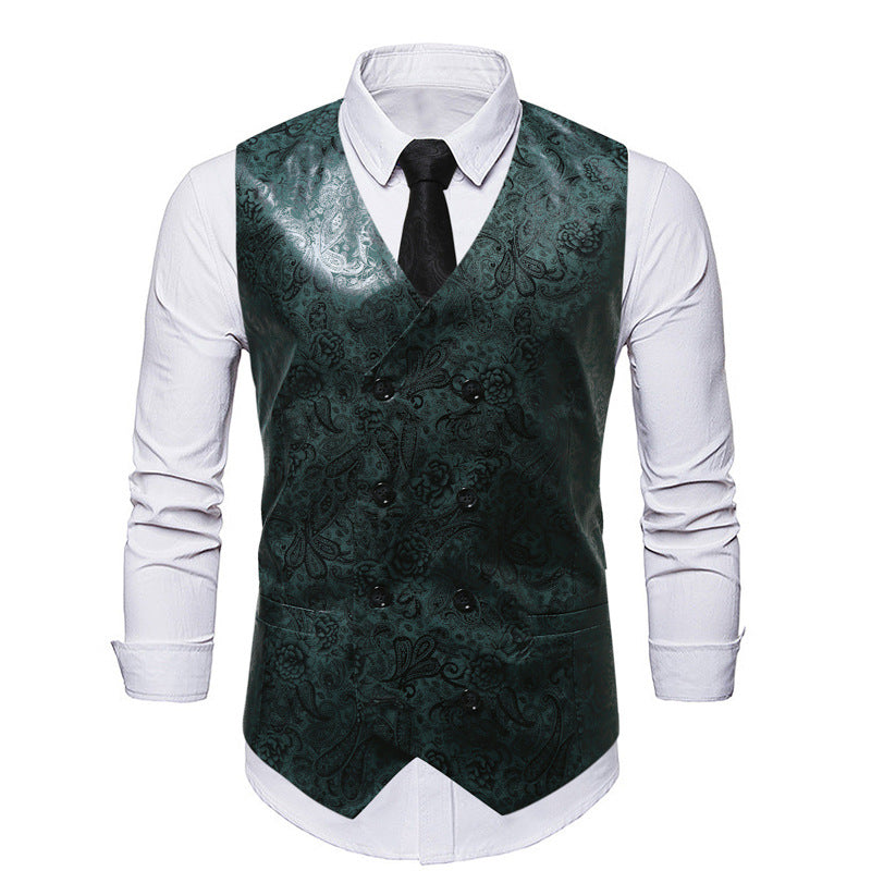 Herren elegante Weste mit floralem Design und Doppelreihe EB
