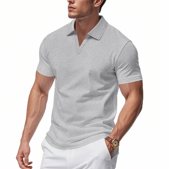 Herren Poloshirt mit strukturiertem Design und modernem V-Ausschnitt EB